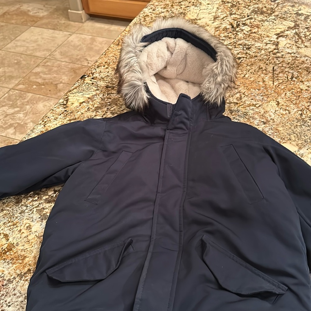 A&F Navy Jacket w/fur hood